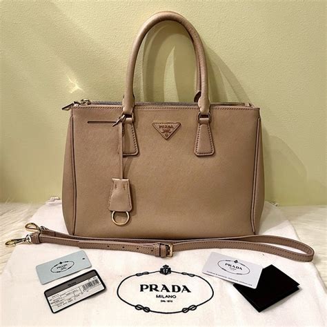 prada saffiano lux medium double zip tote cammeo|prada large tote bag black.